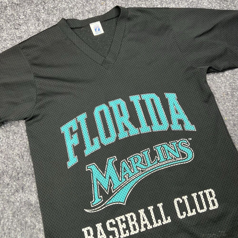 Vintage 1992 Logo 7 MLB Florida Marlins Baseball Club Mesh Shirt S-M GUC
